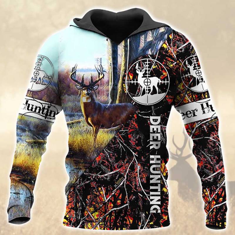 Deer Hunting All Over Printed Hoodie BT261214