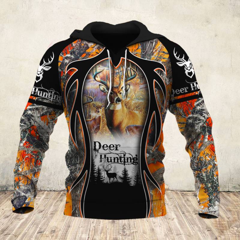 Deer Hunting Loop All Over Printed Hoodie – X020130