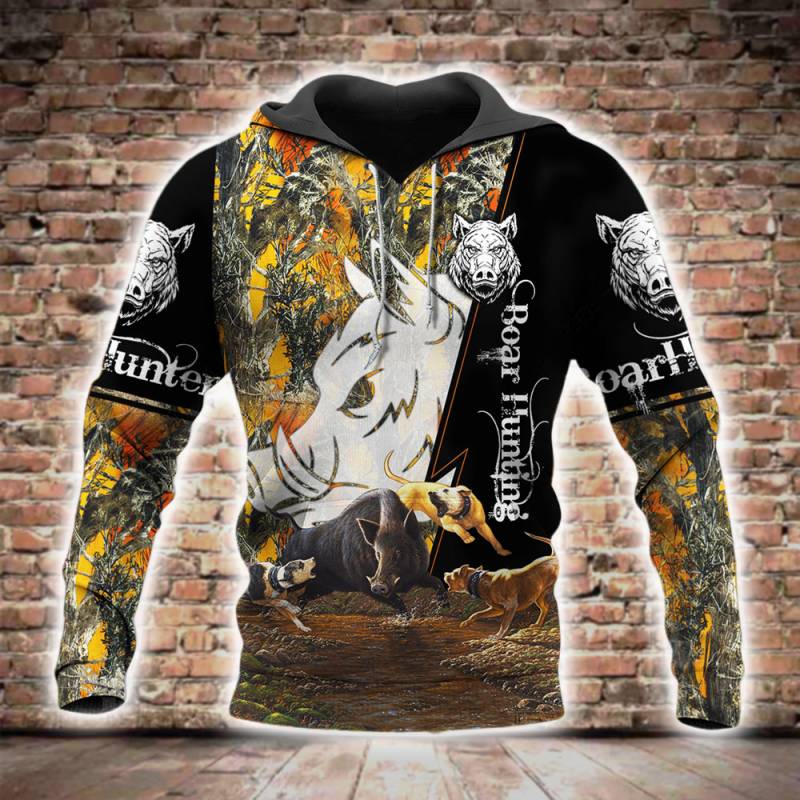 Boar Hunting All Over Printed Hoodie BT281240