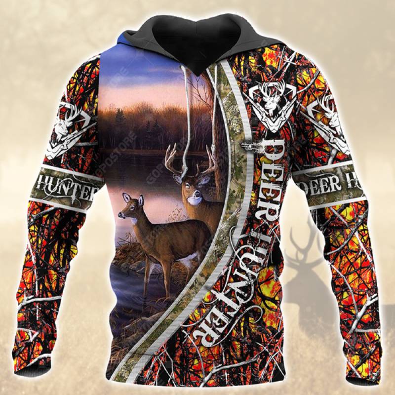 Deer Hunting Lava All Over Printed Hoodie – BT040157