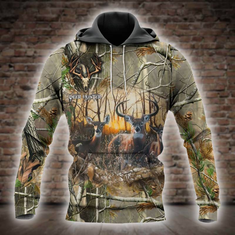 Deer Hunting All Over Printed Hoodie X241235