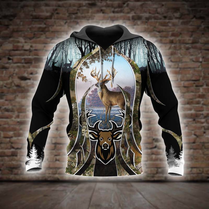 Deer Hunting All Over Printed Hoodie X120206