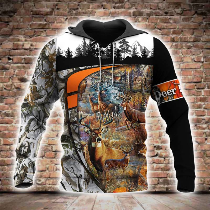 Deer Hunting All Over Printed Hoodie BT130210