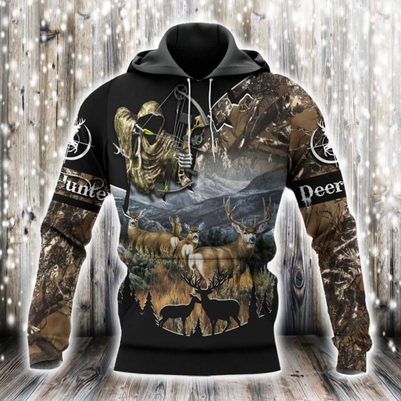 Deer Hunting All Over Printed Hoodie N130225