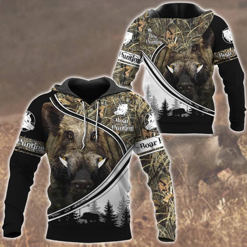 Boar Hunting All Over Printed Hoodie N130230