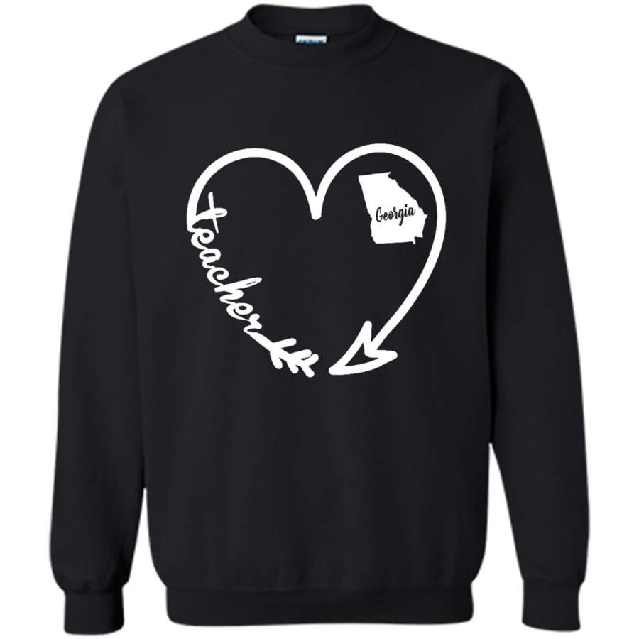 Georgia State, Teacher Arrow Heart Home – Gildan Crewneck Sweatshirt