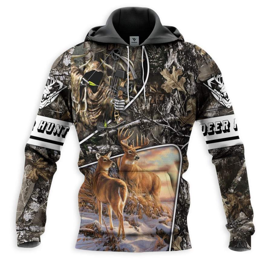 Deer Hunting All Over Printed Hoodie BT100216