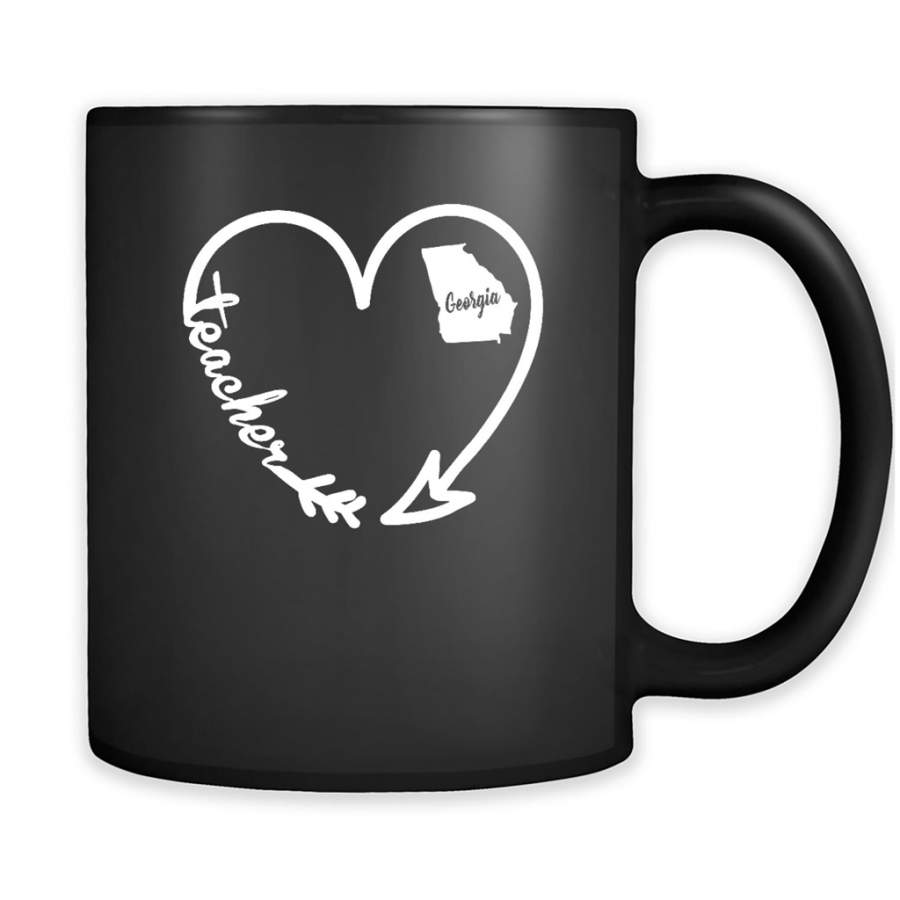 Georgia State, Teacher Arrow Heart Home – Full-Wrap Coffee Black Mug