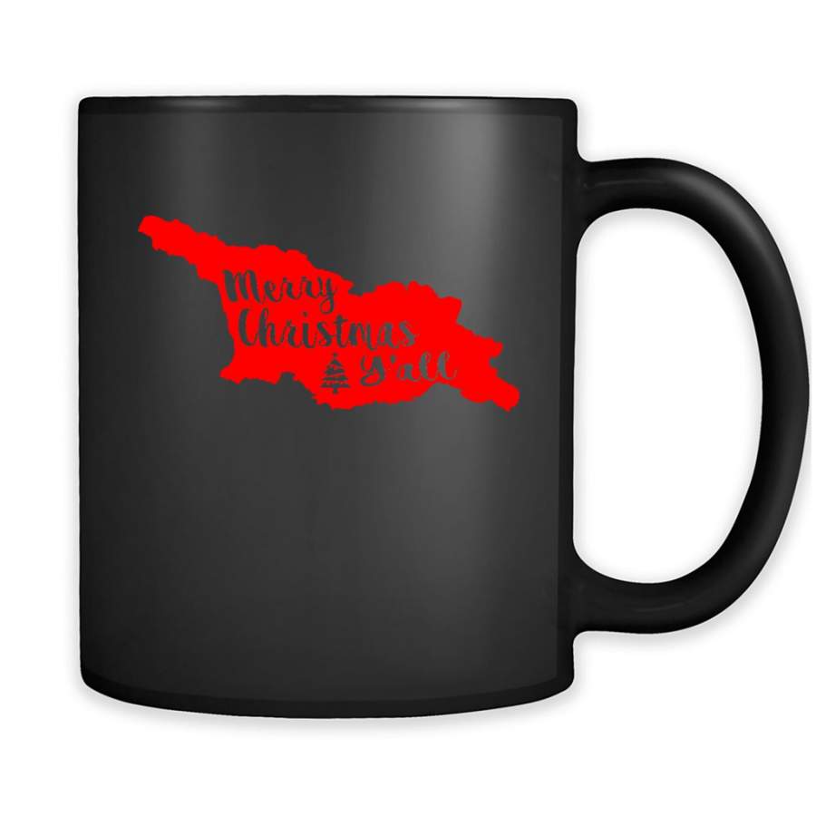 Merry Christmas Y’all Georgia Lover – Full-Wrap Coffee Black Mug