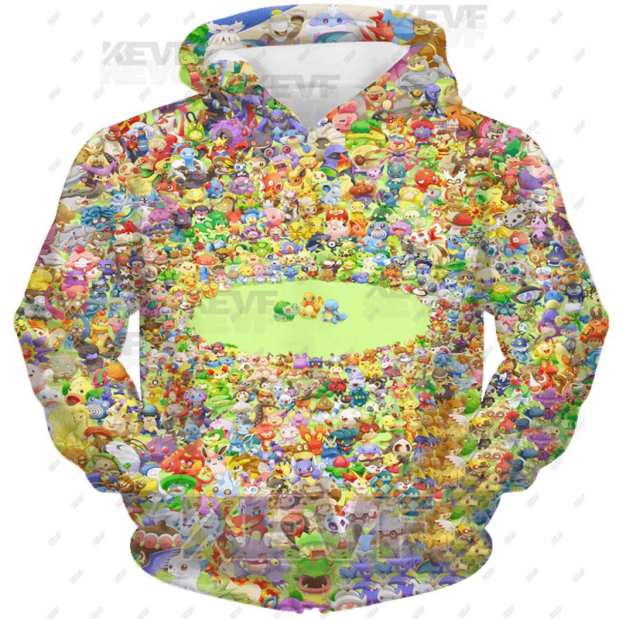 2019 Pokemon Hoodie All Pokemon Pull Over Hoodie with Pockets