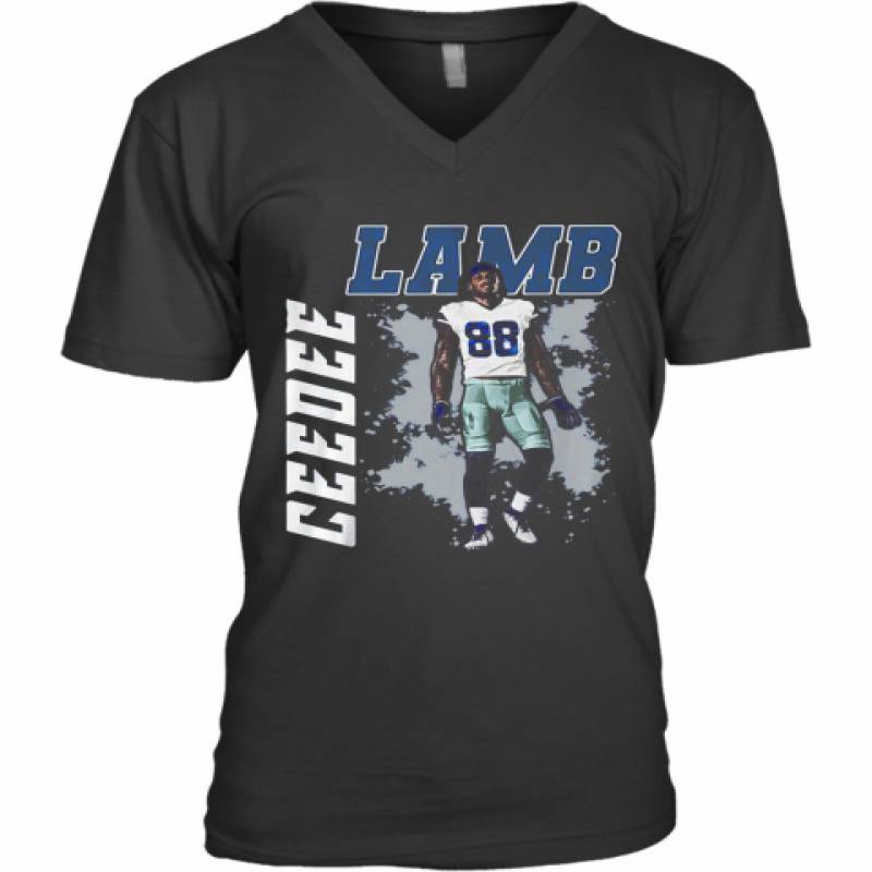 Ceedee Lamb Dallas Cowboys Football Art V-Neck T-Shirt