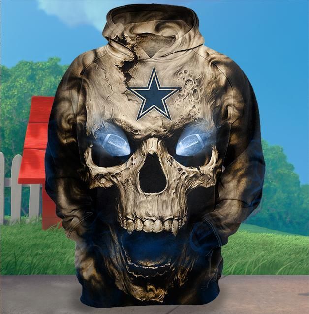 Dallas Cowboys 3D Hoodies Eye Rugby Ball Skull Hoodies