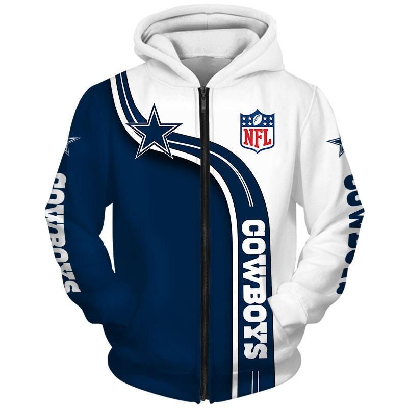 Dallas Cowboys Full Zip Hoodies 3D Highway Letter