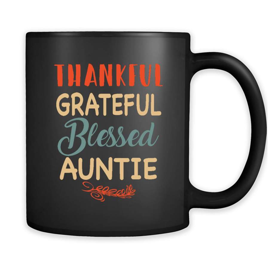 Thankful Grateful Blessed Auntie – Full-Wrap Coffee Black Mug