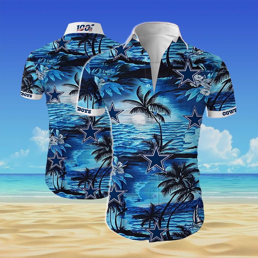 Dallas Cowboys Team All Over Printed Hawaiian Shirt White Men Women Beach Wear Short Sleeve Hawaii Shirt