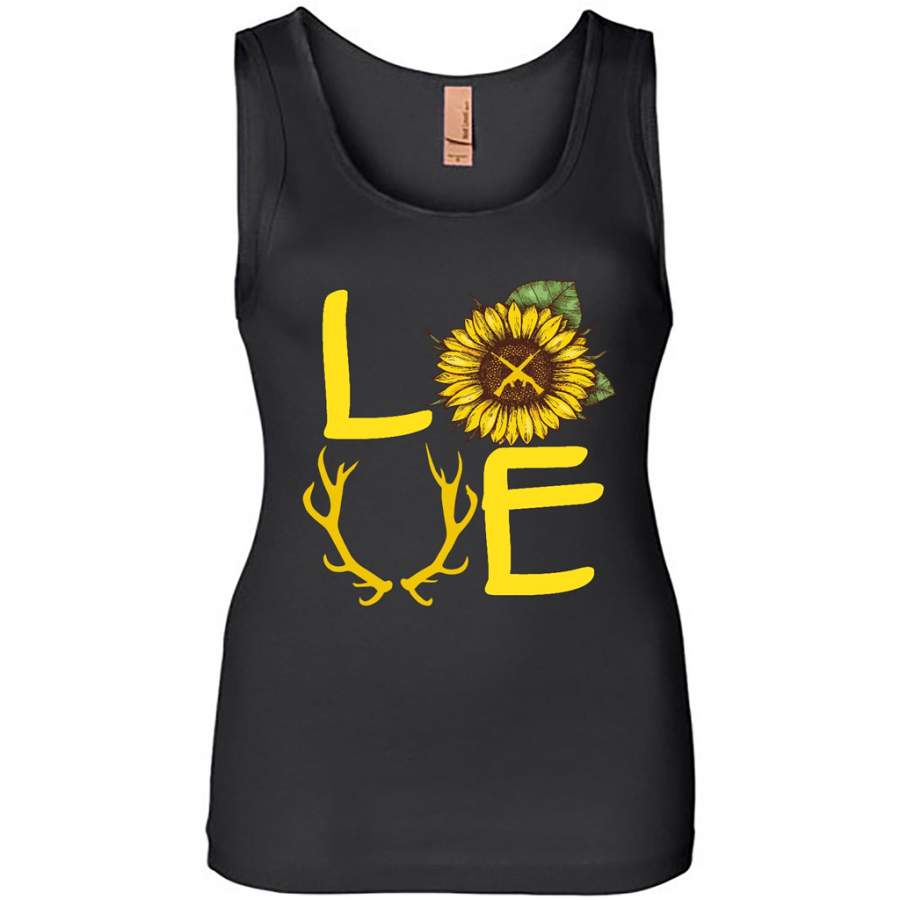 Hunting Love Sunflower Design – Womens Jersey Tank