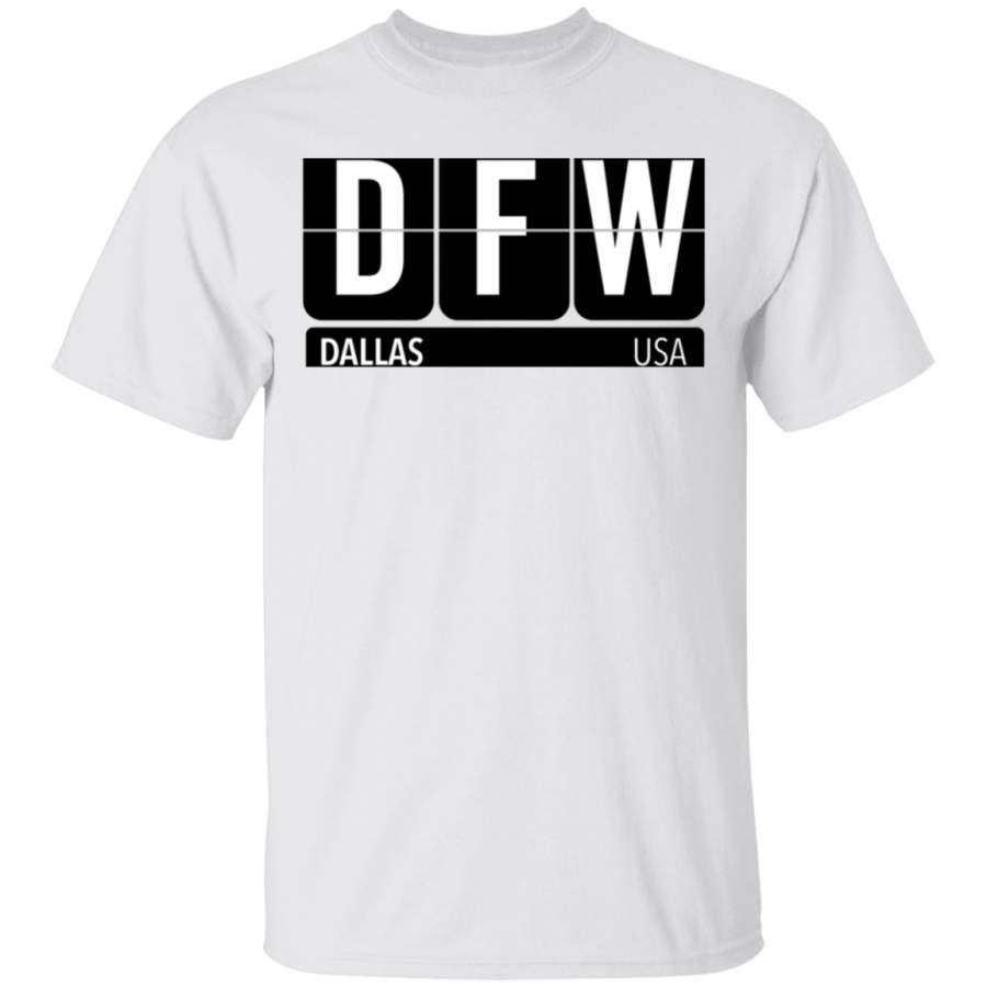 DFW Dallas Fort Worth TX USA Travel Souvenir White Text Sweat G500 Gildan 5.3 oz. T-Shirt