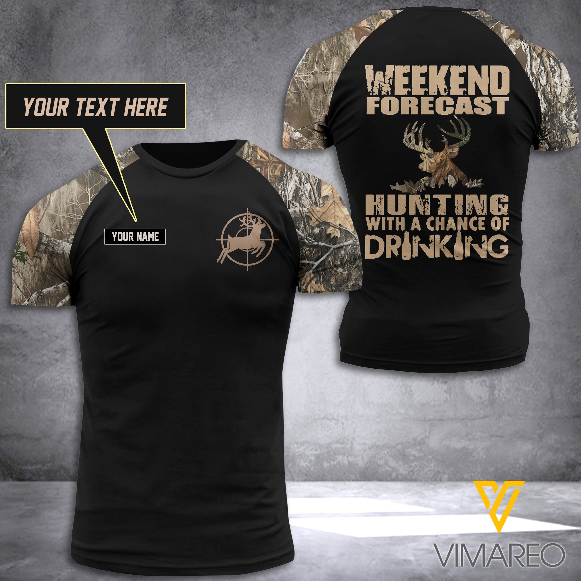 Deer Hunting Customize T-Shirt 3D Printed