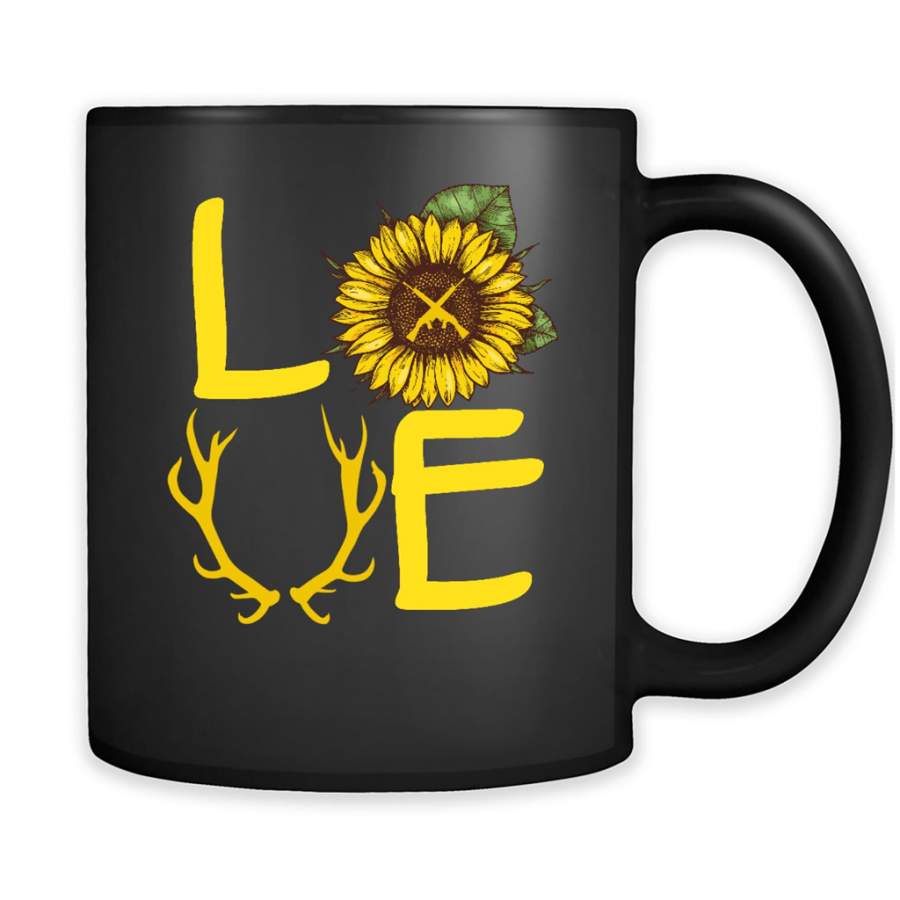 Hunting Love Sunflower Design – Full-Wrap Coffee Black Mug