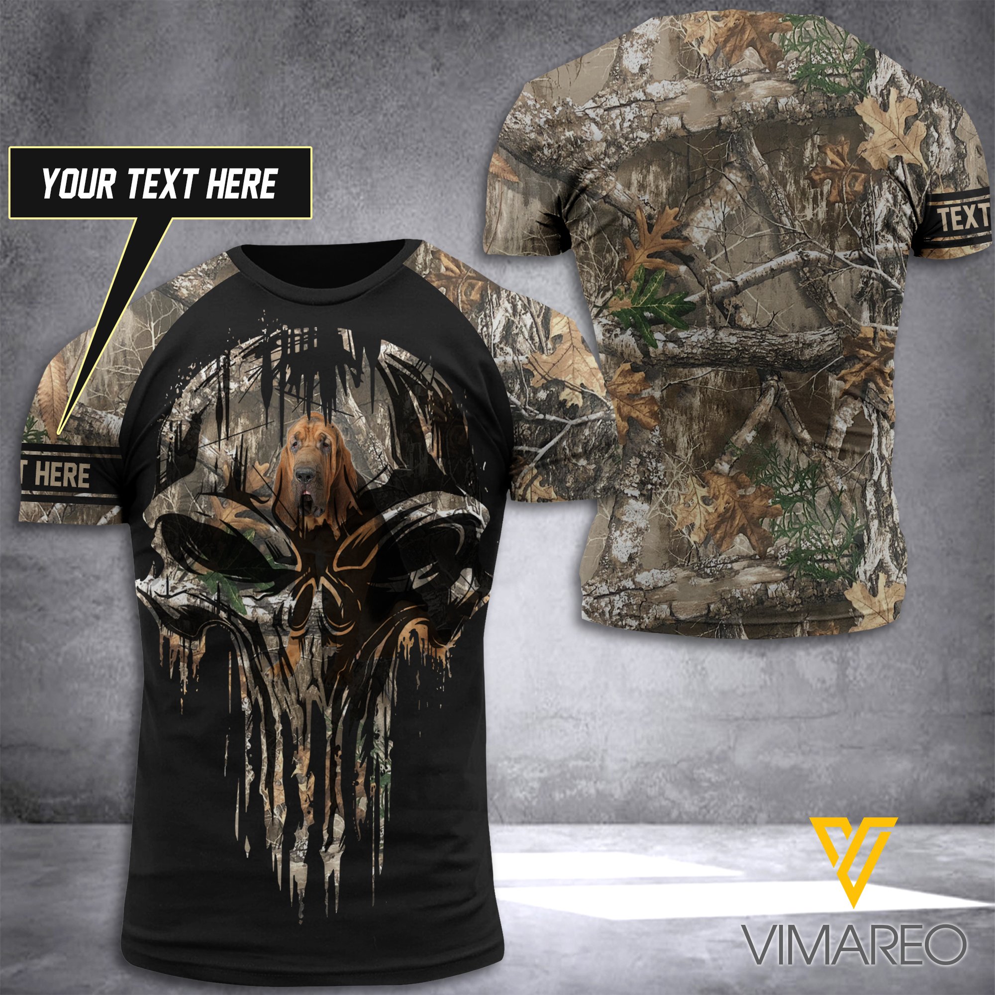 Bloodhound Hunting Camouflage Customized T Shirt/Hoodie 3D Printed