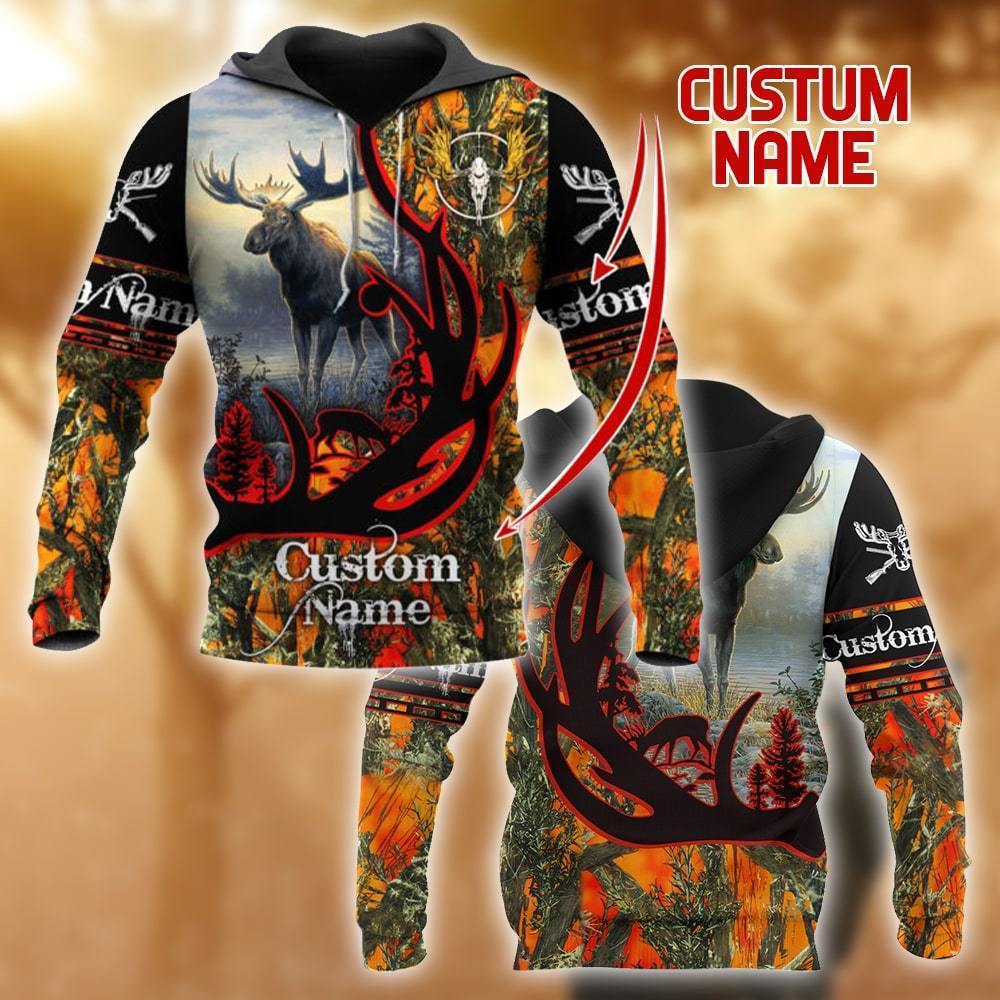 All Over Printed Customized Moose Hunting Hoodie Mei09252002-Mei