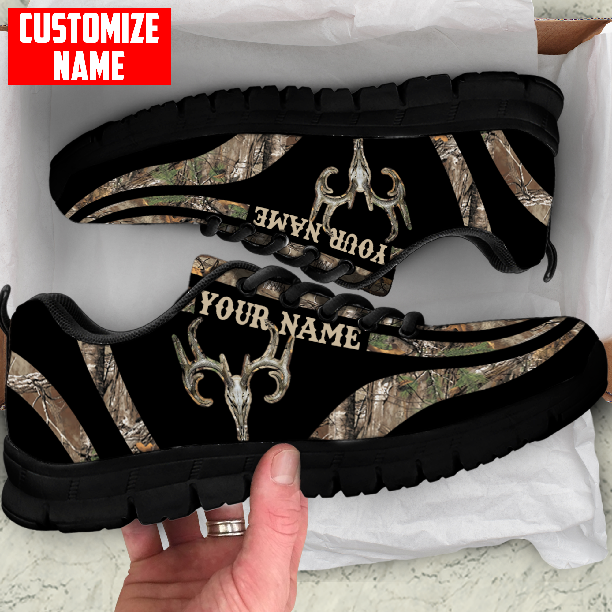 Customized Name Hunting 3D All Over Printed Sneakers