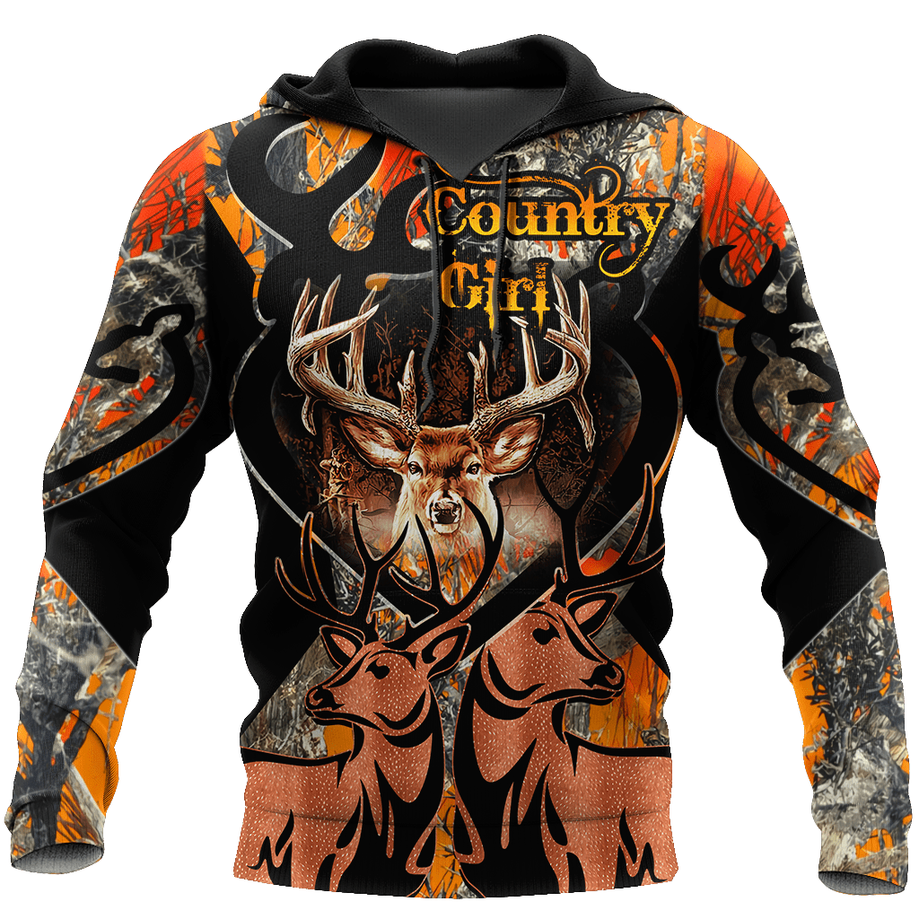 Country Girl Deer Hunting 3D All Over Printed Unisex Hoodie