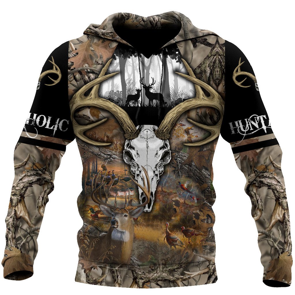 Deer III Hunting Camo Over Printed Unisex Deluxe Hoodie ML