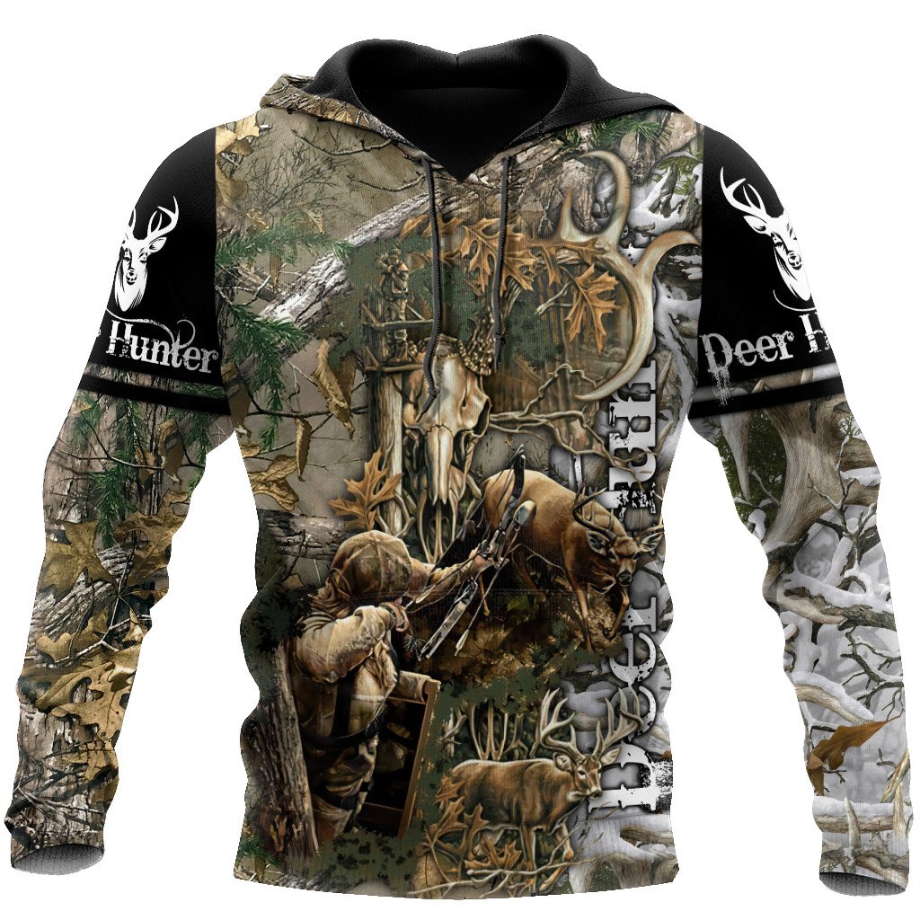 Bow Hunting Camo Over Printed Unisex Deluxe Hoodie ML