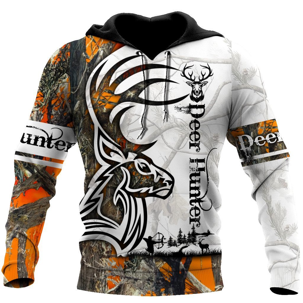 Deer Hunting Tattoo Camo Over Printed Unisex Deluxe Hoodie ML