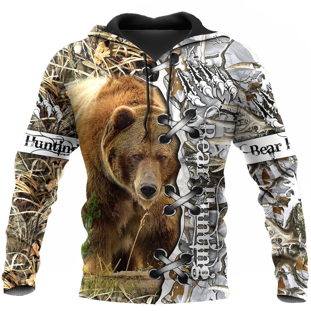 Bear hunting camo 3d all over printed shirts for men and women