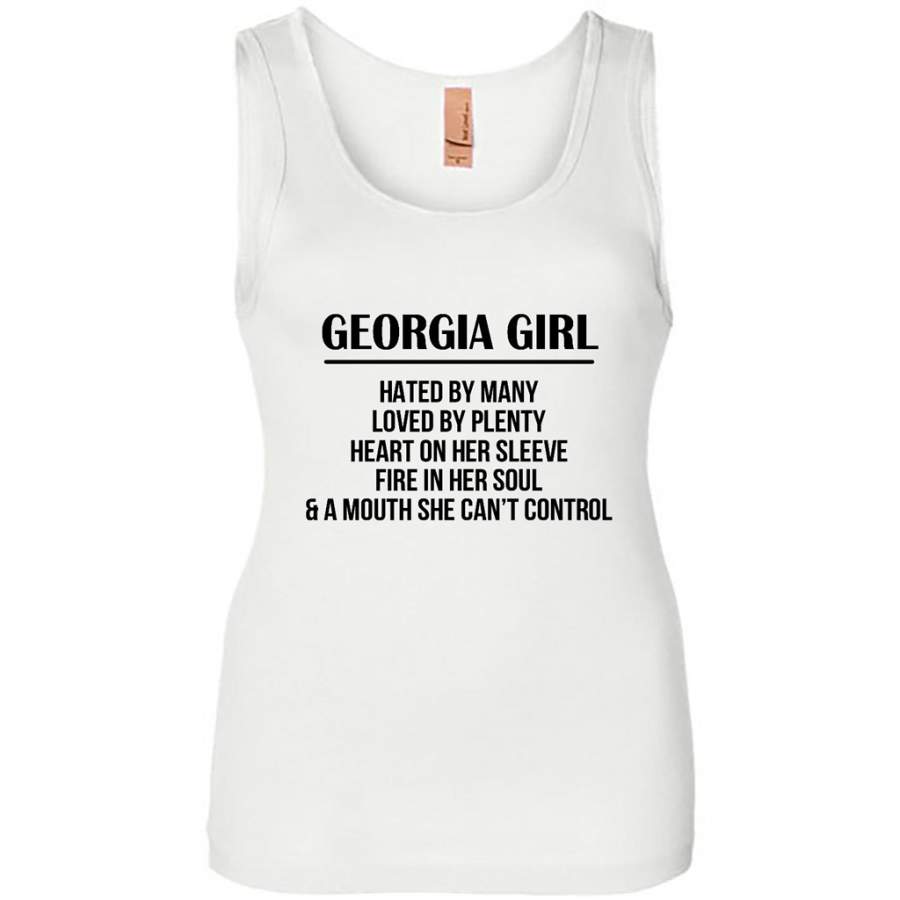 Georgia Girl Hated By Many Loved By Plenty Heart On Her Sleeve Fire In Her Soul A Mouth She Can’t Control – Womens Jersey Tank