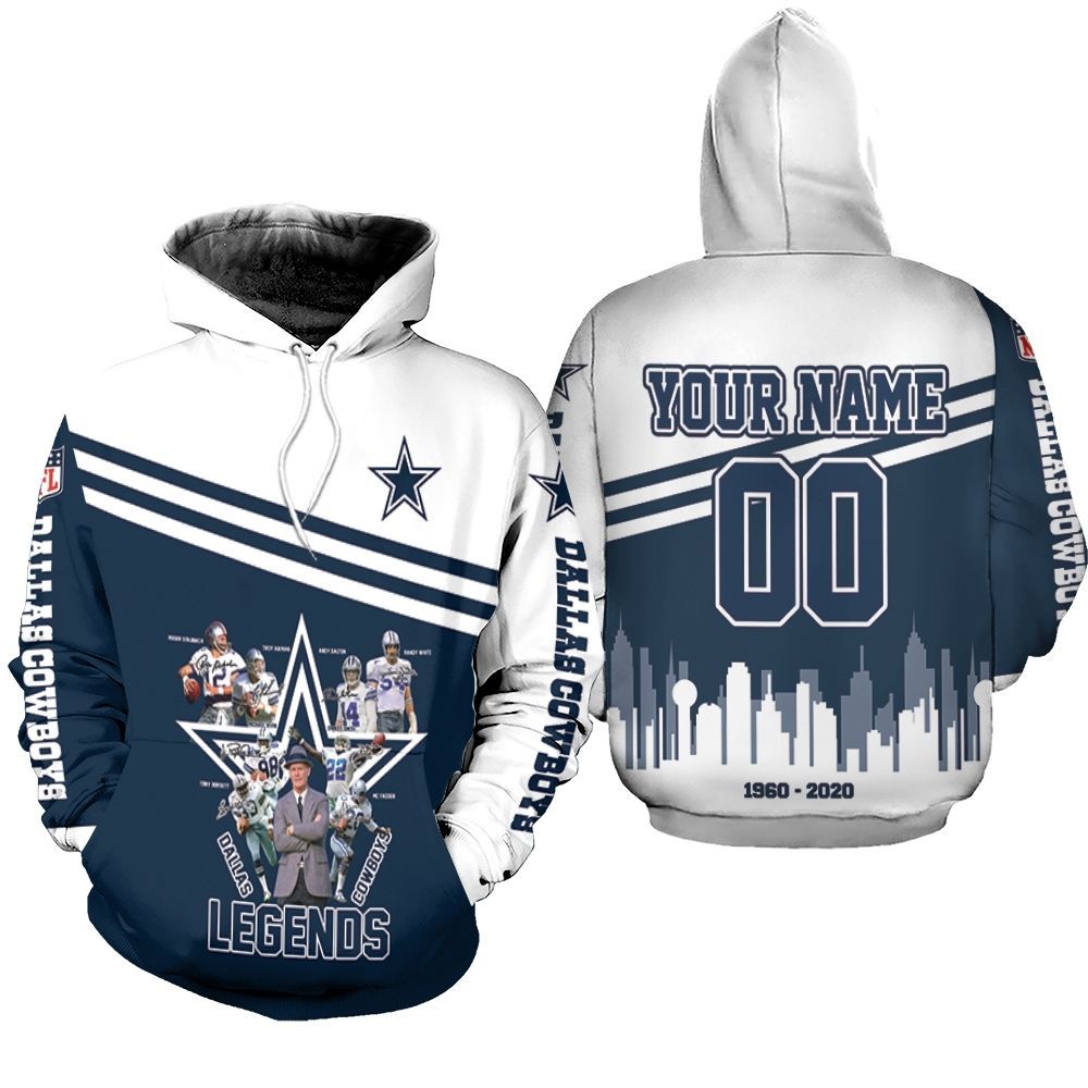 Dallas Cowboys Legends Signature 60Th Anniversary For Fan 3D Personalized Hoodie All-Over Print