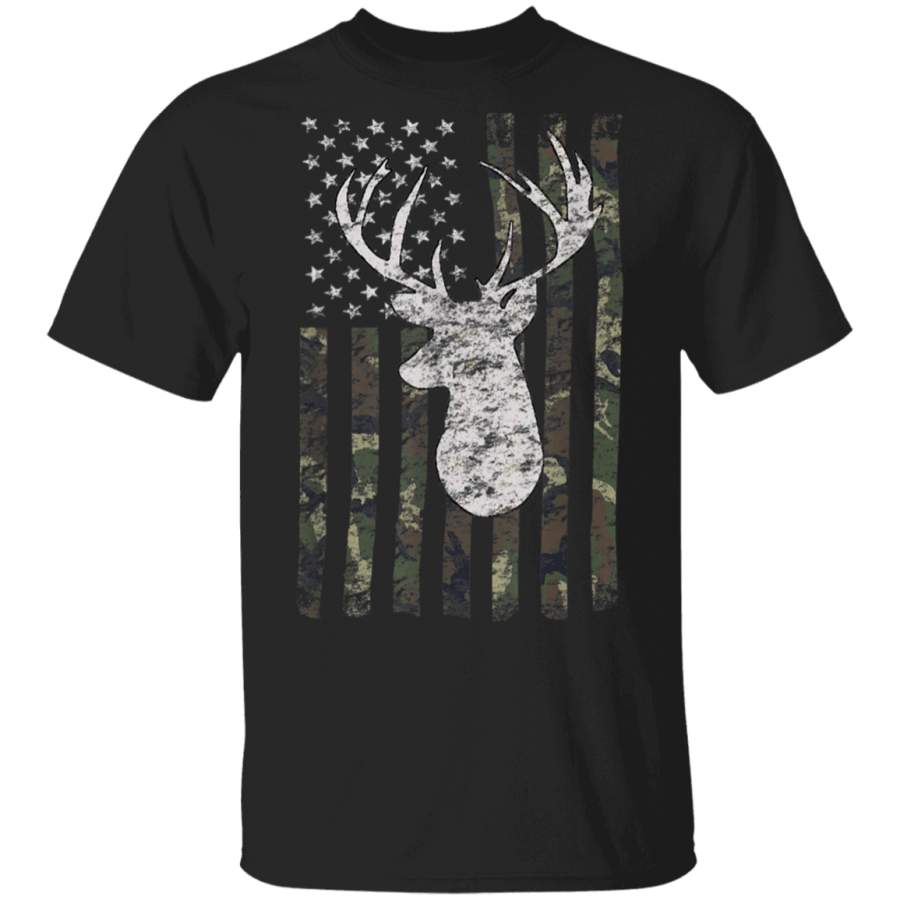 Camouflage American Flag Deer Hunting Tshirt father’s day t shirts