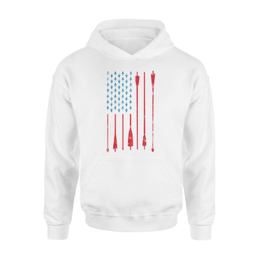 Archery Hunting Bow Hunting Bow Hunter American Flag Premium Hoodie