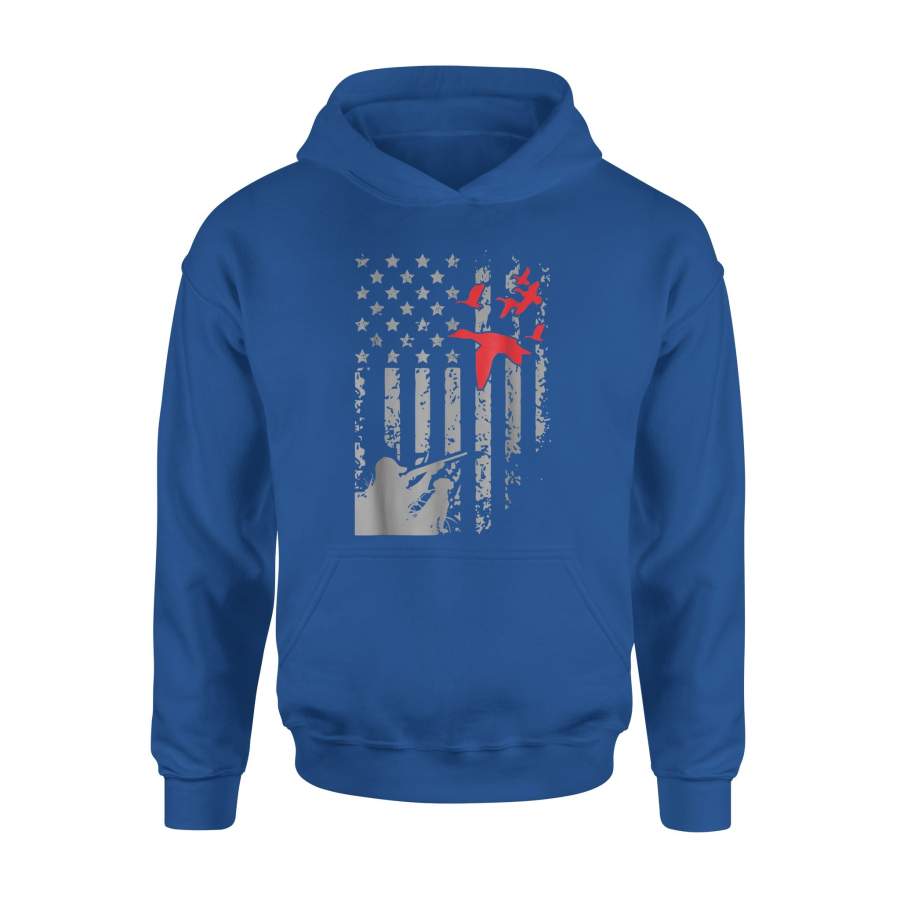 American Flag Patriotic Duck Hunting Premium Hoodie