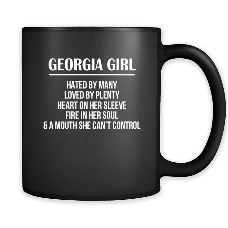 Georgia Girl Hated By Many Loved By Plenty Heart On Her Sleeve Fire In Her Soul A Mouth She Can’t Control – Full-Wrap Coffee Black Mug