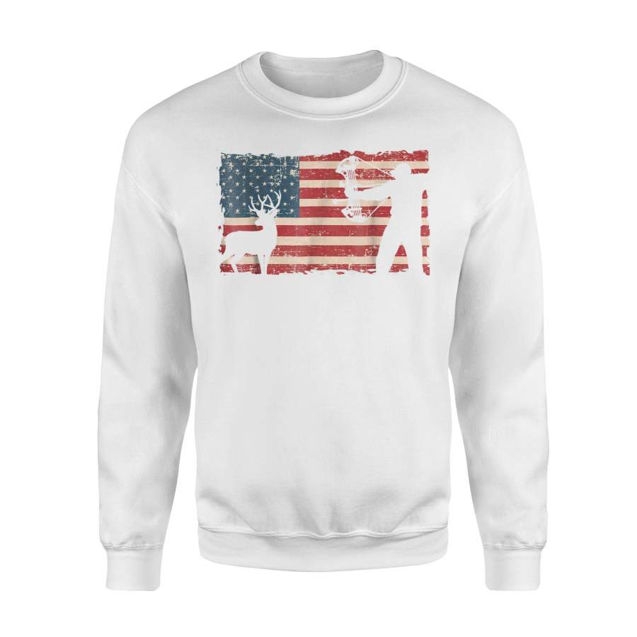 Archery Hunting Bow Hunting Bow Hunter American Flag Sweatshirt