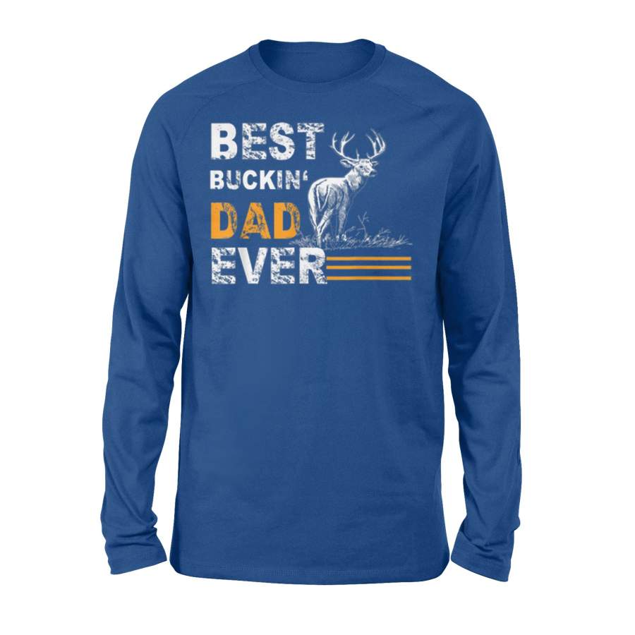 Best Buckin’ Dad Ever Deer Hunting Bucking Father Tee American Flag Long Sleeve T-Shirt