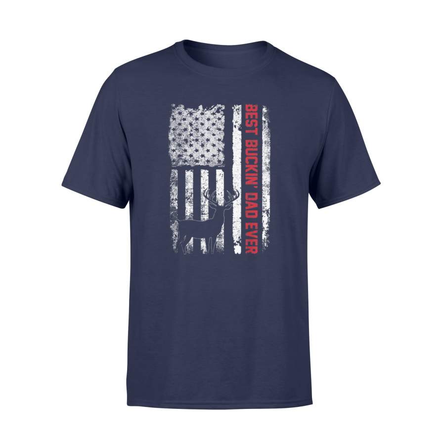 Best Buckin’ Dad Ever Hunting Usa Flag Father’s Day T-Shirt