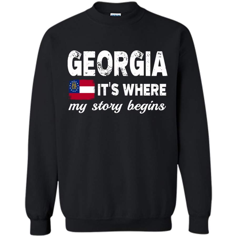 Georgia States – It’s Where My Love Story Begins – Gildan Crewneck Sweatshirt