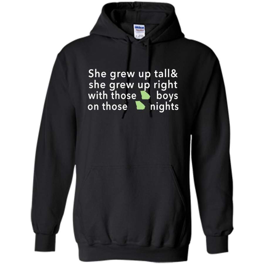 She Grew Up On Those Georgia Nights – Gildan Heavy Blend Hoodie