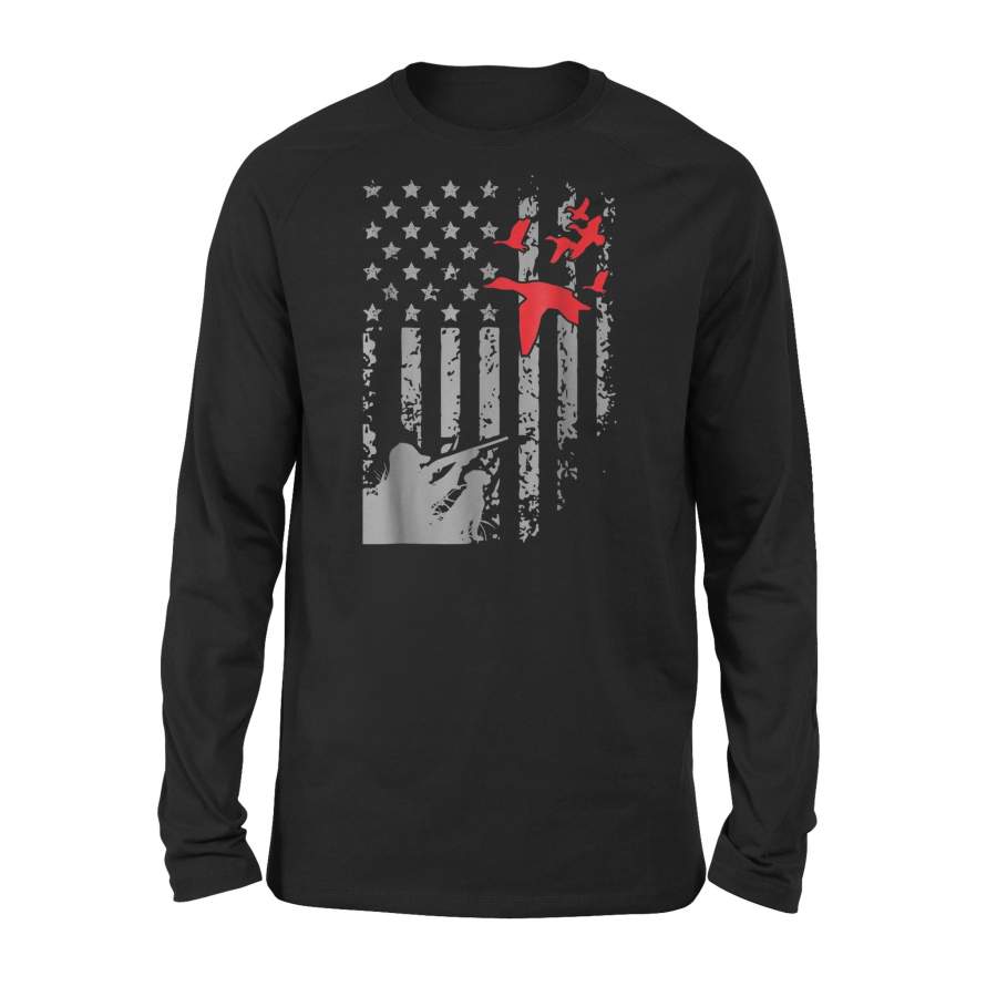 American Flag Patriotic Duck Hunting Premium Long Sleeve T-Shirt