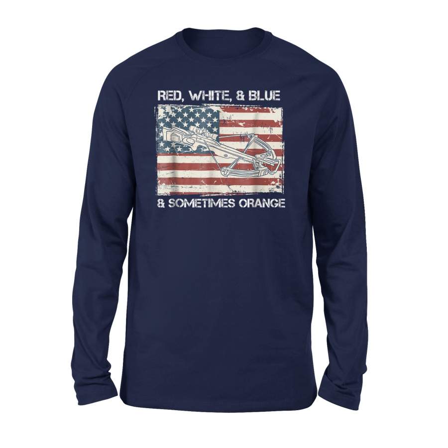 American Flag Crossbow Hunting Patriotic Premium Long Sleeve T-Shirt