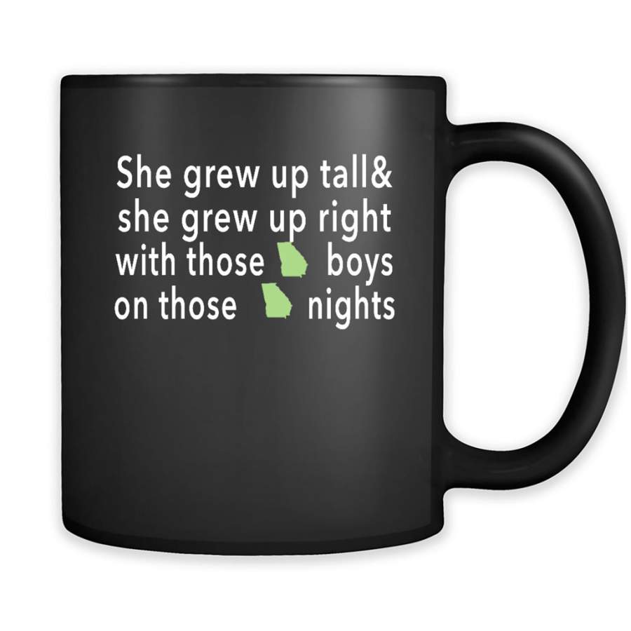 She Grew Up On Those Georgia Nights – Full-Wrap Coffee Black Mug