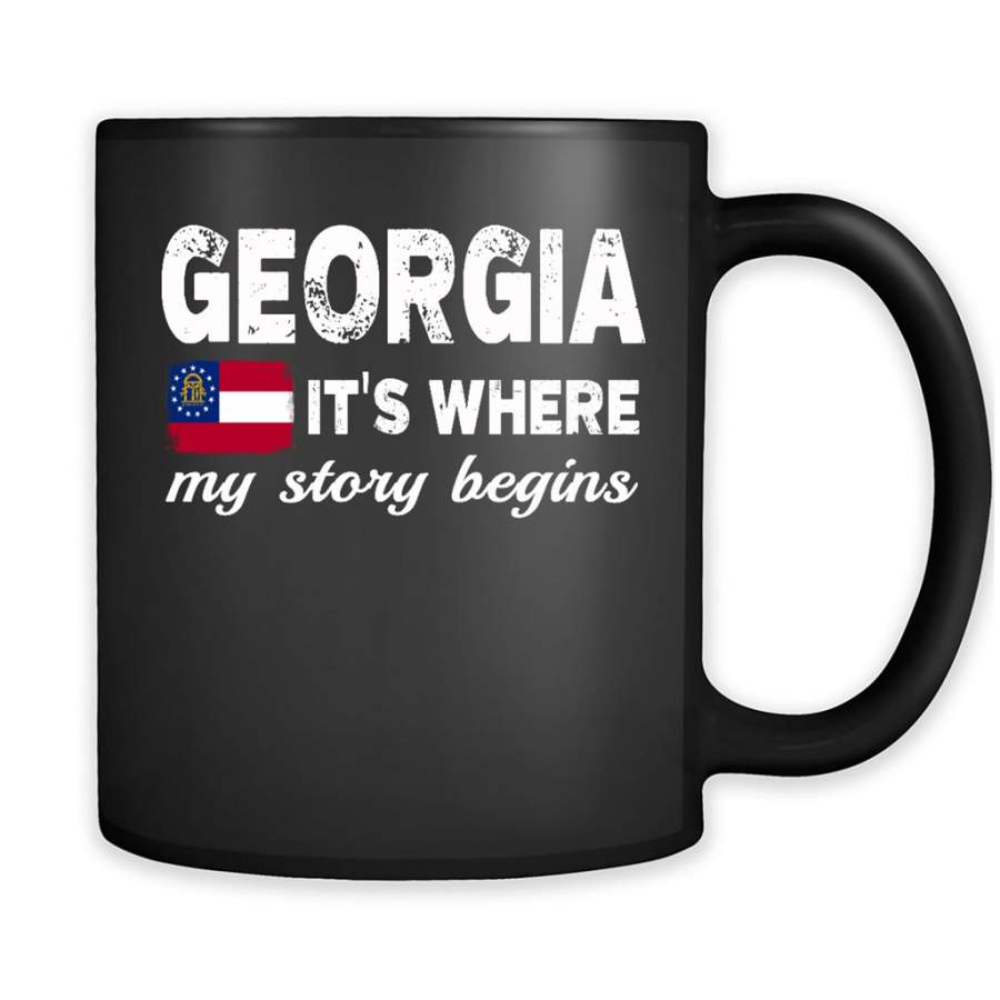 Georgia States – It’s Where My Love Story Begins – Full-Wrap Coffee Black Mug