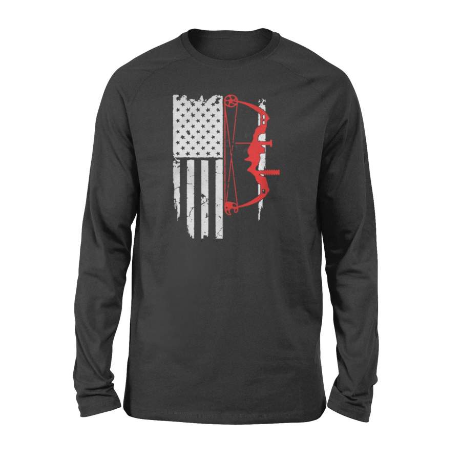 Bow Hunting Hoodie USA Flag American Patriotic Deer Gift – Standard Long Sleeve