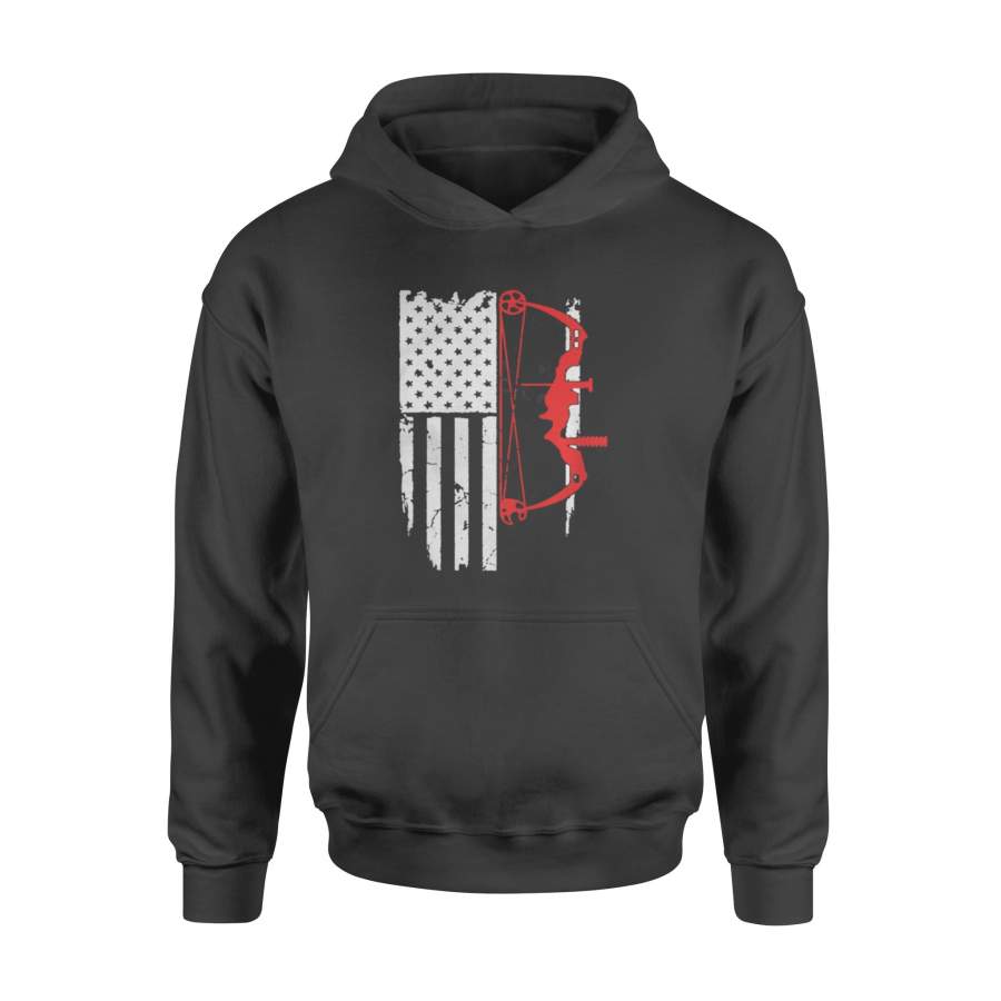 Bow Hunting Hoodie USA Flag American Patriotic Deer Gift – Standard Hoodie