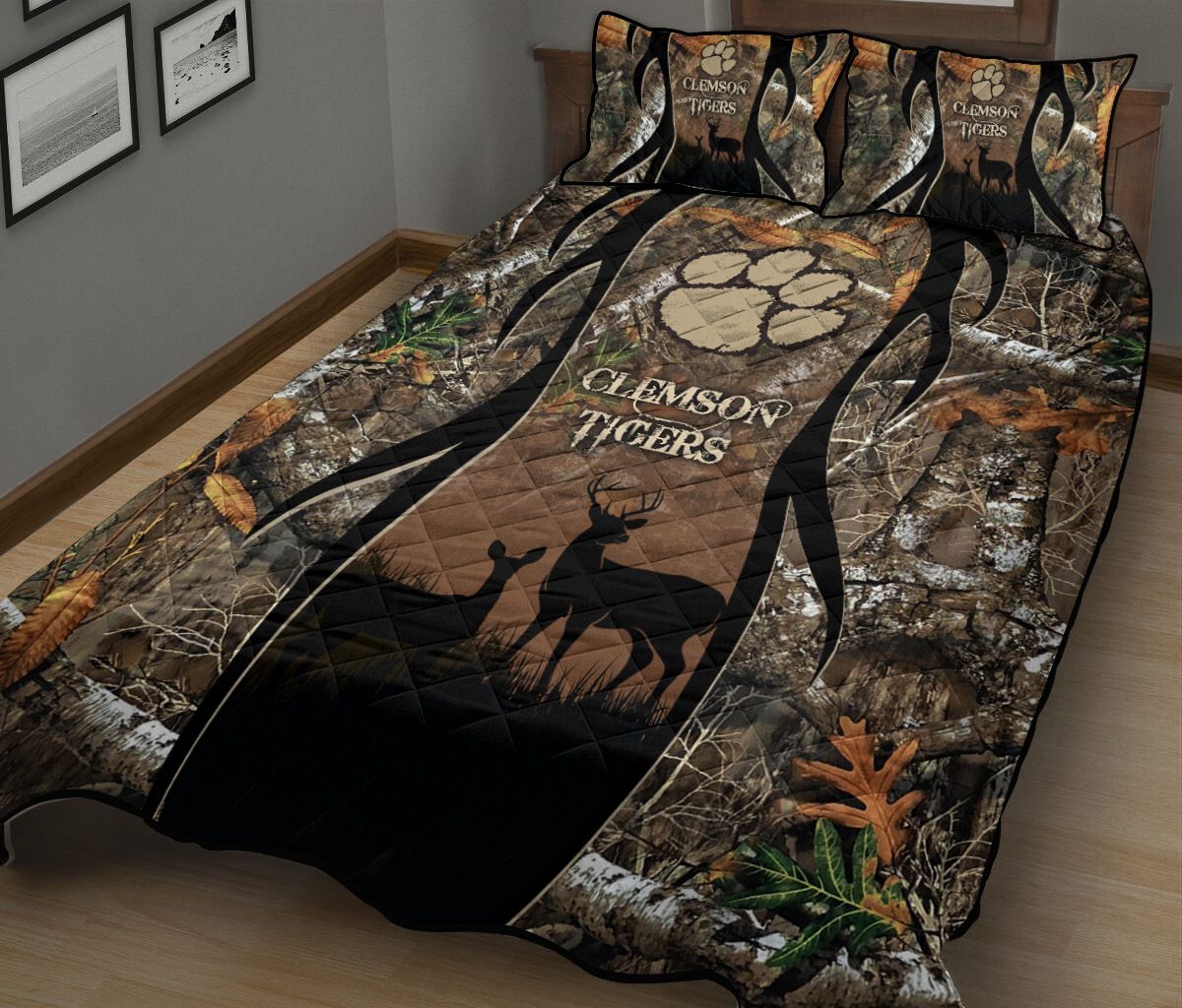 Clemson Tigers Hunting Realtree Camo Quilt Set 263 L1MTH1468