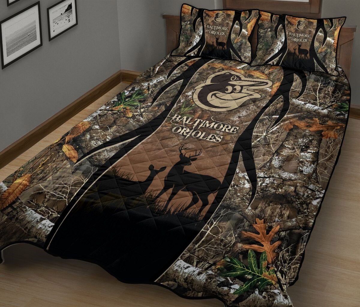 Baltimore Orioles Hunting Realtree Camo Quilt Set 263 L1MTH1816